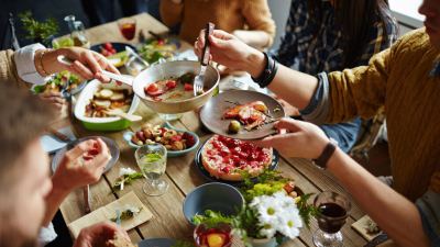 Food at a table