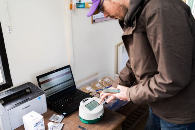 man using scales